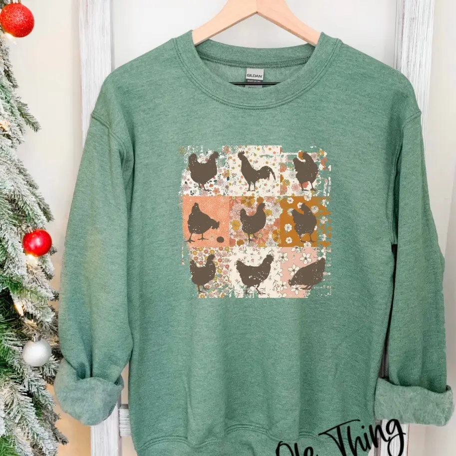 Distressed chicken crewneck Casual Classic Sweater Distressed chicken crewneck Casual Classic Sweater