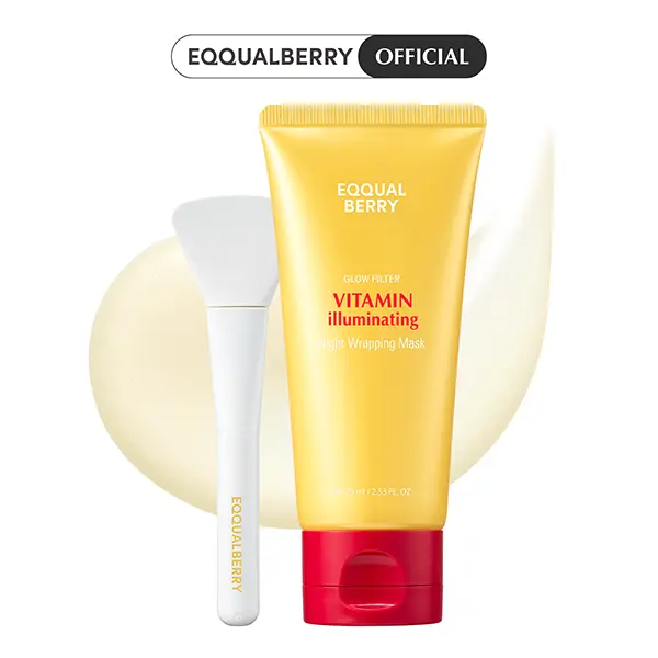 EQQUALBERRY Vitamin Illuminating Night Wrapping Mask – Brightening Acerola Water with Niacinamide, PHA | Overnight Peel-Off Mask | Dark Spot Care & Deep Hydration, 75ml/2.53 fl.oz