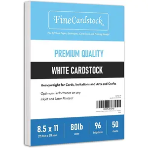 White Thick Paper Cardstock for Business Card, Art, Invitations, Stationary Printing 80 lb 8.5 x 11 inch Heavy Weight 216 gsm Cover Stock 50 Sheets Per Pack