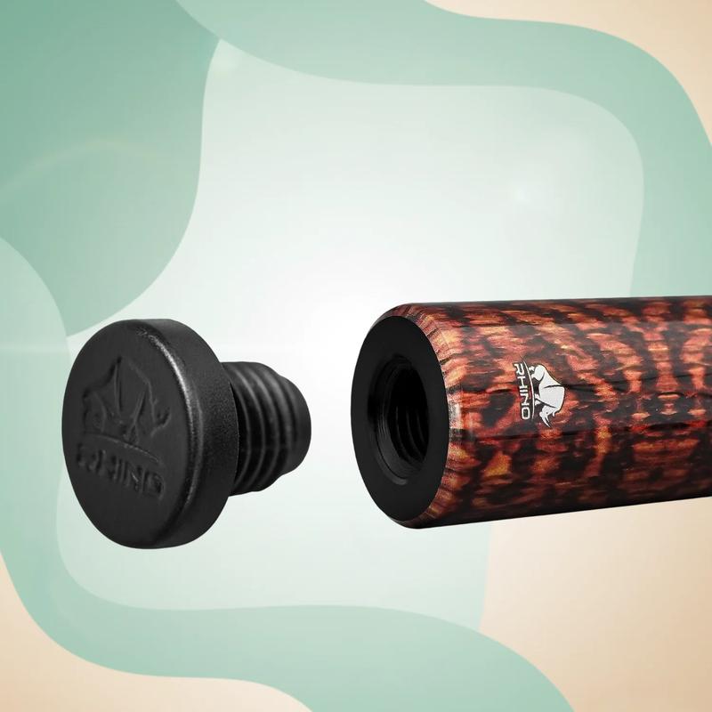 Rhino RETRO Snakewood-Inspired Wrapless Carbon Fiber Pool Cue with Time Crystal Tip, Pro Taper Shaft, Stainless 3/8-8 Joint, Weight-Adjustable
