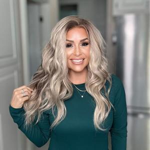 Carkira Miriam 13x4 Synthetic Lace Front Wig Ash Blonde Wig Highlight Brown Ombre Color 20Inch Pre Plucked Hairline for Women Girls