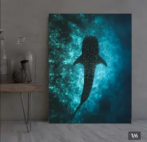 Whale Shark Canvas Wall Art - Framed, Oceanic Creativity for Home, Office, or Hotel Decor, Hammerhead Shark Coastal Design, Nautical Decor