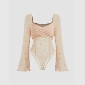 Cider [2 colors, size 2-26] Mesh Sweetheart Glitter Star Bodysuit