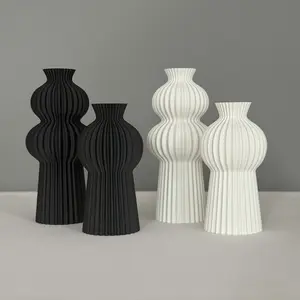 3D printed vase, Black and white matte vase, Home Decorative Vase, Matte Boho Vase for Pampas Grass, Home, Living Room, Dining Table, Farmhouse, Office Decor, Bedroom, Kitchen Shelf, Unique Gift for Any Occasion