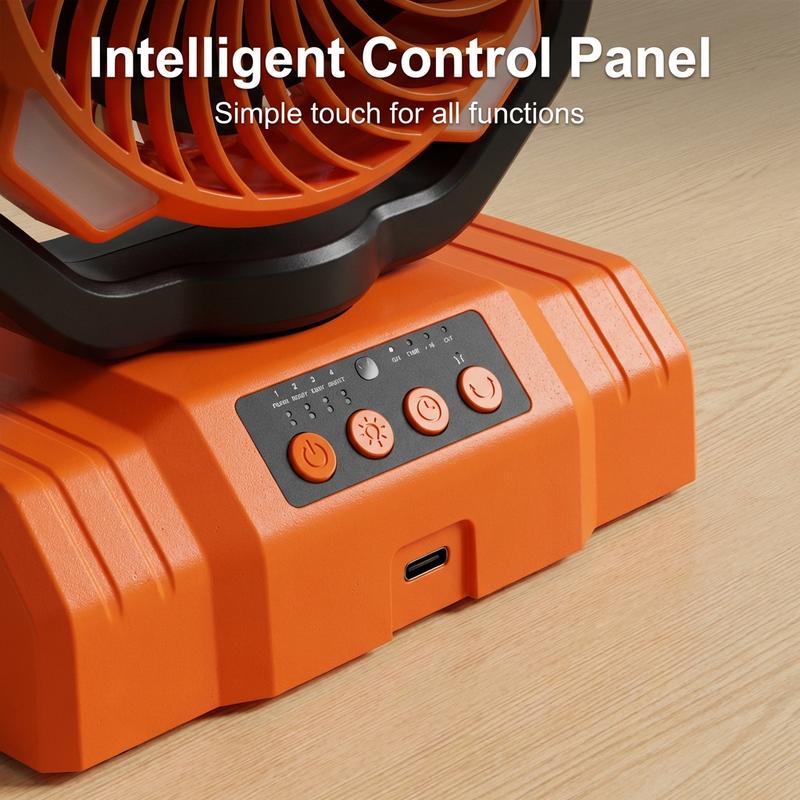 Portable Rechargeable Fan - 8.7-Inch Camping Fan for Outdoort, 10000mAh(58Hrs) Battery Operated Fan for Camping, Auto Oscillation Timing Fans with Remote/Light, ,Outdoor Rechargeable Fan,Operated Camping Battery Powered Fan with Hook&Bright LED Light