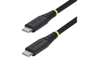 StarTech.com 1ft (30cm) USB-C Charging Cable, 60W (3A) PD, Dual-Layer Braided Nylon/TPE Jacket, Rugged USB C Laptop Charger Cord