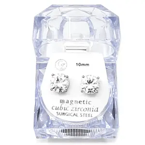 BA Unique Fashion Magnetic Stud Earrings Non-Piercing CZ Hypoallergenic 6-10mm Surgical Steel Cubic Zirconia for Men Women Unisex Jewelry
