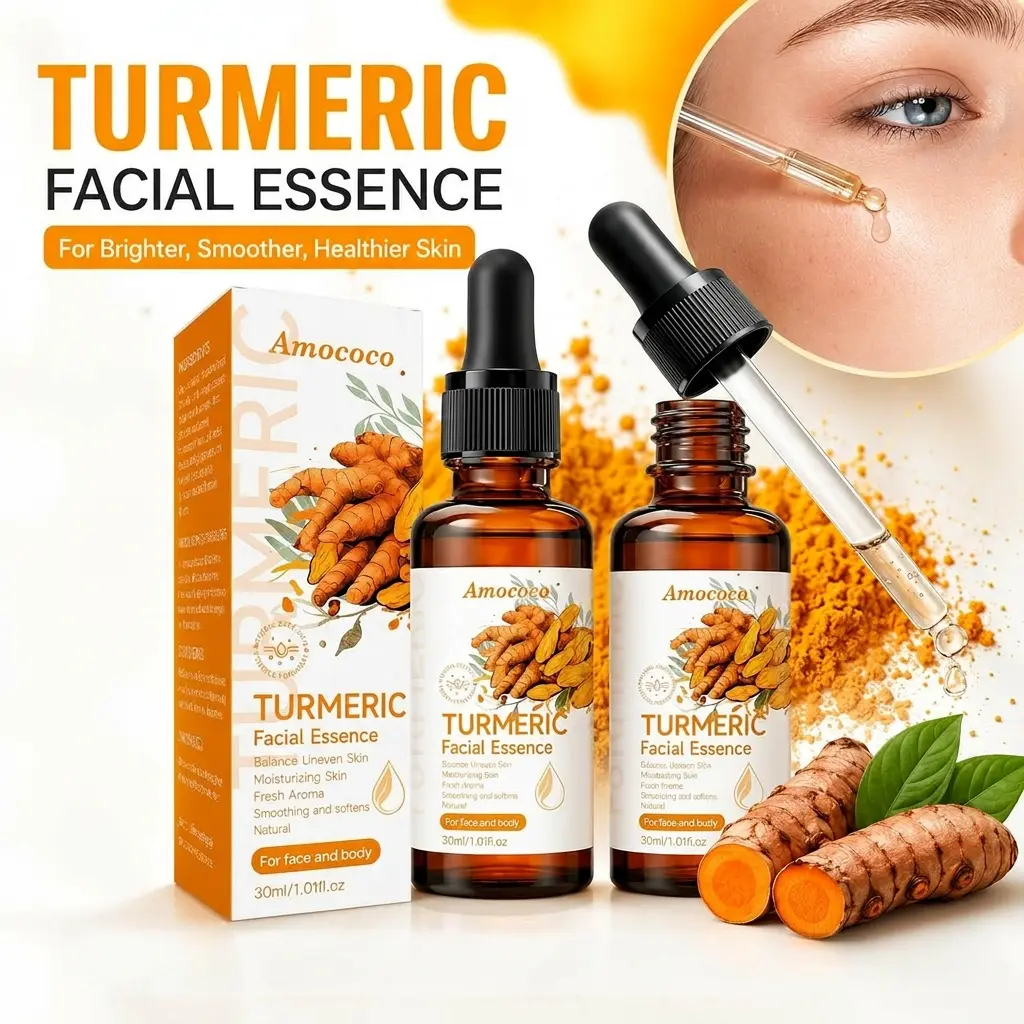 Luminous Golden Turmeric Facial Oil & Vitamin C Essence Set - 30ml Hydrating Serums with Hyaluronic Acid, Niacinamide, Moisturizer for All Skin Types, Acne Relief, Uneven Tone, Radiant Look