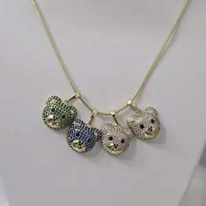 Cadenas Delgadas with Colorful Bear Charms - 18 Inches Approximately Length Necklace