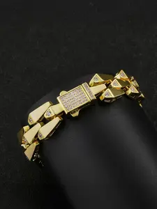 1PC ICED CHICS hip-hop chain bracelet, street casual style, copper inlaid zircon, suitable for both men and women, couple style, multiple sizes available, no color change, suitable for daily wear, Trendy Jewellery Accessories
