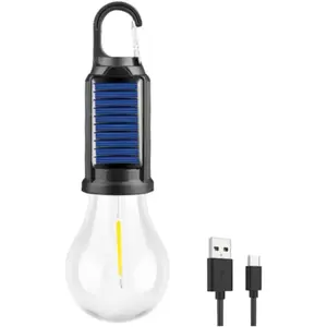 Solar Powered Rechargeable Emergency LED Light Bulb, Portable Waterproof Hanging Camping Lantern with 3 Modes & USB Charging, Outdoor Tent Lights for Hiking, Car, Household, Traveling
