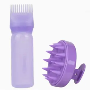 Silicone Scalp Massager Brush Head, Hair Dye Coloring Oil Applicator Bottle with Brush, Salon Hairstyle Tool, Hair Care Accessory