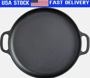 14 Inch Cast Iron Pizza Pan Skillet Cooking Baking Grilling High Quality