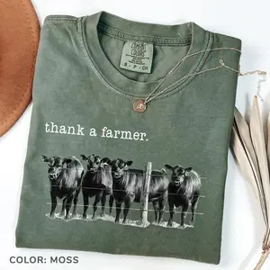 Comfort Colors Thank a Farmer Shirt, Beef Farmer T-Shirt, Western Farmer Tee, Cute Cow Shirt, Season Shirt, Thanksgiving Gift Lovers Farm Life
