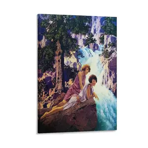 Maxfield Parrish Painters' Works（Buyenlarge Waterfall）Printing Posters On Canvas  Living Room Walls Decor Homes Canvas Poster Bedroom Decor Sports Landscape Office Room Decor Gift Frames Frame-.