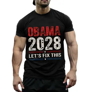 Obama 2028 Lets Fix This Statement Tee Campaign Ready Graphic T-Shirt Political Humor Sarcastic Election Motif for Adults