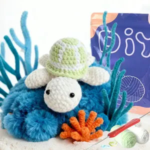 Yamaxin Beginner Complete Crochet Kit, Turtle Shape DIY Knitting Material Pack, Includes Teaching Videos, Random Accessory Colors, Crochet Set