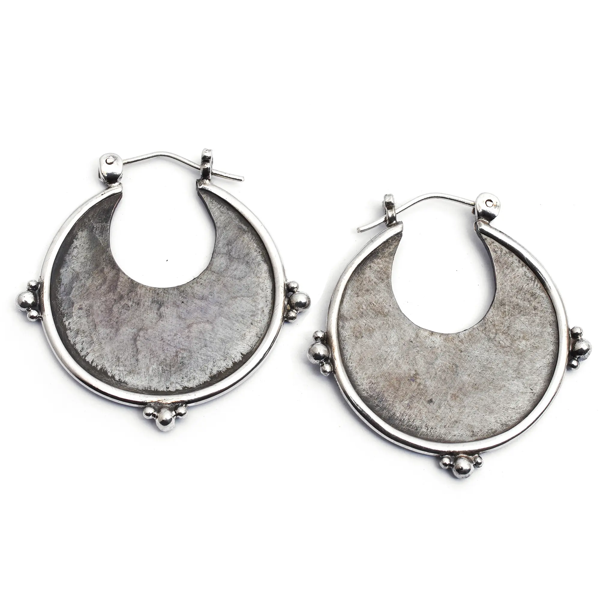Novica Copper And Sterling Silver Hoop Earrings, 'Caretaker Of Elegance'
