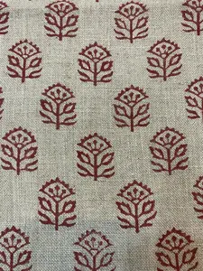 Garland Indian Hand Block Print Linen Fabric