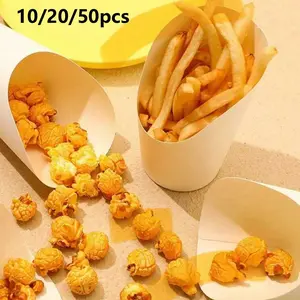 10/20/50pcs Thickened Paper Cone Cups, Egg Tart Cup, French Fries Cup, Baking Packaging Box, Ice Cream Cup, Round Dessert Box