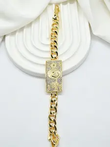 14k Gold Plated Full Diamond $100 Bill Nugget Bracelet, Unisex Jewelry, New Year & Anniversary Gift, Versatile Accessory