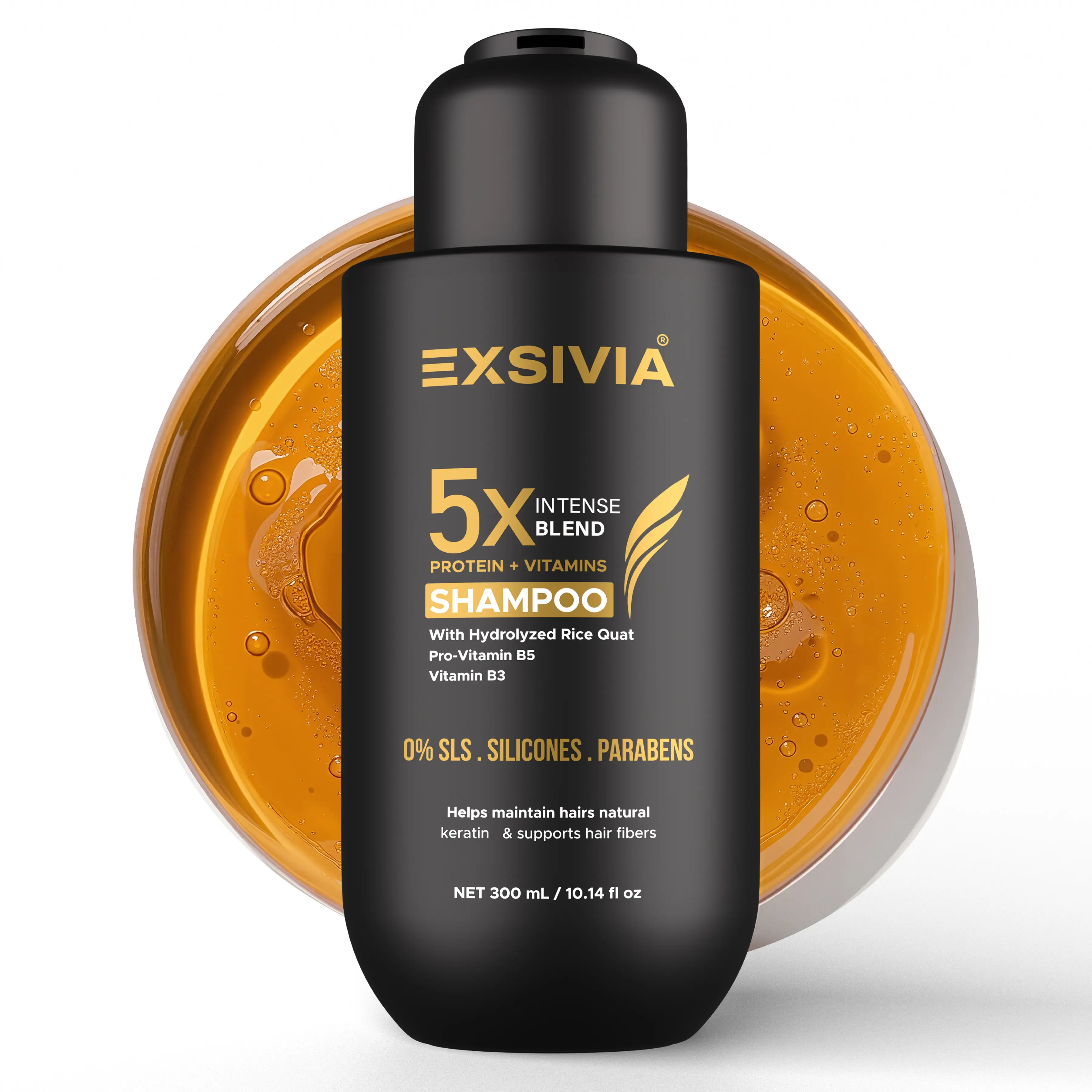 Exsivia Advanced Protein Complex Volumizing & Strengthening Shampoo - Sulfate Free, Reduces Breakage, Improves Look of Thinning & Damaged Hair, Adds Volume, Shine & Hydration - For Curly, Straight & Wavy Hair