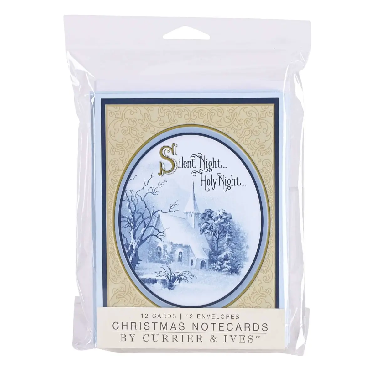 Dicksons CDSET18 Chapel-Themed Christmas Card Set - 360-Stand Classic Paper Cards with Currier and Ives Artwork, Left-Side Luke 2:14 Verse, Right-Side Message for Christmas, Right-Side Message Christmas