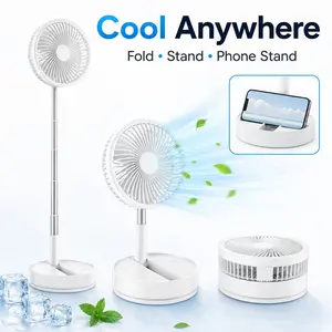 Portable standing fan, USB floor fan powered by a rechargeable battery, equipped with a remote control, suitable for use in bedrooms, camping, or travel.