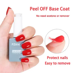FZANEST Peel Off Gel Base Coat Nail Polish 15ml UV LED Light Non Toxic Cruelty Free Luxury Press for Durable Acrylic Nail Art - Long Lasting