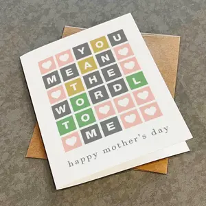 Funny Mother's Day Card, Wordle Puzzle, 'You Mean The Wordl To Me'