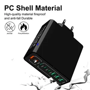 8-in-1 Waterproof Quick Charge USB Charger Plug - 4 Type-C, 4 USB Ports Multifunctional Charging Station, Travel-Friendly Multi-Device Charger for Cellphone & Electronic Devices (Home, Office Use)