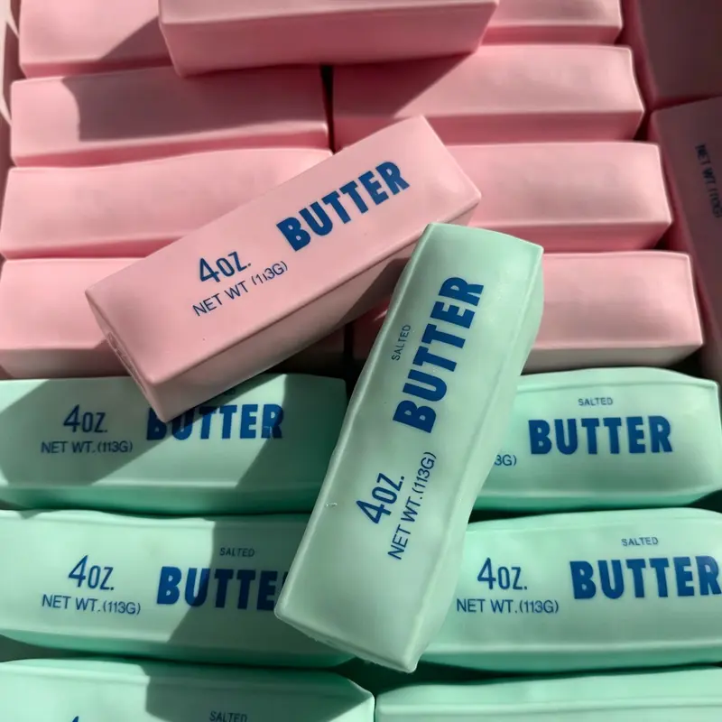 Handmade Pastel Crunchy Long Bar Fidget Toy - Silky Outer, Adults-Only Squeezeable Stress Relief Squishy, Non-Edible Decompression Crunchy Squishy Toy