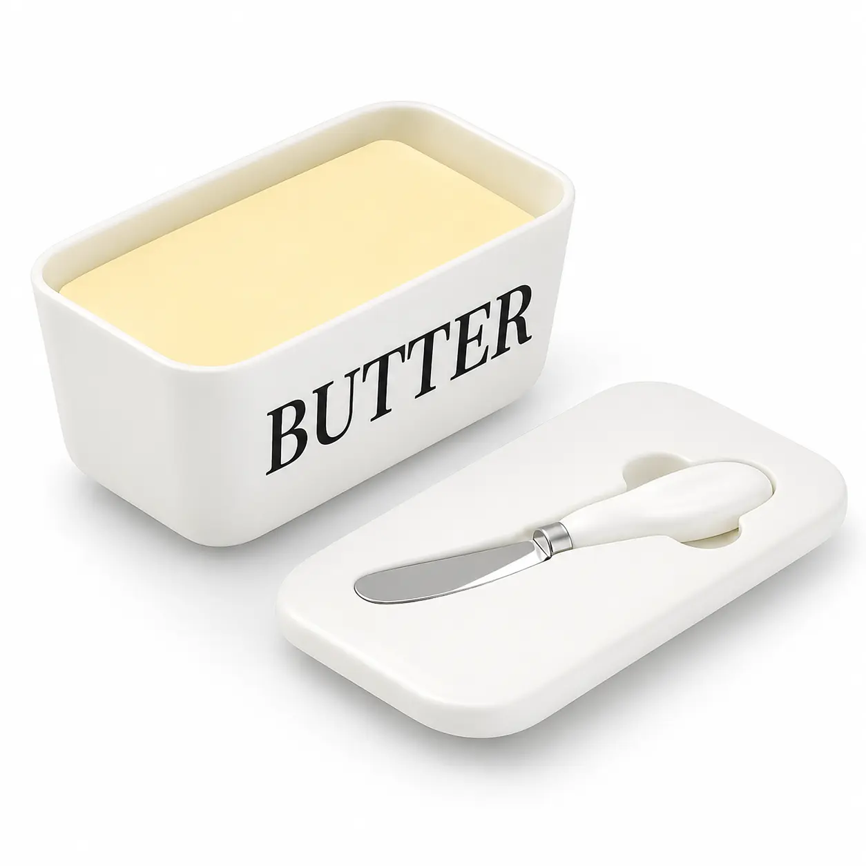 Lidded Leak-Proof Luxury Large Butter Dish Storage Container Set, Home Baking Camping Wedding Party Butter Storage & Holiday Gift Giving, Multi-Scenario Reusable Kitchen Food Storage Holder Tray, Freezer-Safe Smooth Easy-Clean Tableware Gift