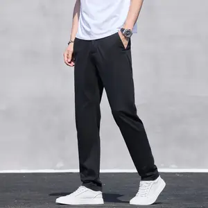 Men's slim-fit dress trousers made of lyocell polyester spandex fabric, available in multiple colors (sizes: 28-38).