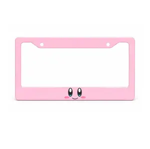 Cute Pink Smiley License Plate Frame | Kawaii Car Accessories | Aesthetic Girly Car Decor | Pastel Cute Auto Frame