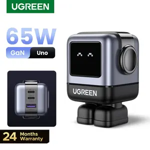 UGREEN Uno 65W USB C Charger Block, Nexode 3-Port GaN Fast Charger with Screen, Fun Robot Gifts for Men Women, Compatible with iPhone 17, MacBook Pro/Air, XPS, Galaxy S25, Steam Deck, ROG Ally, Black,tiktokshopstockup,mothersdaygift