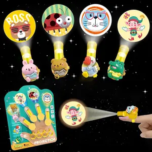 LED Projection Finger Lights Set, Fun Educational Toy with Cartoon Patterns, Interactive High-Definition Projector Lamp for Kids Party Gifts(Electric battery)