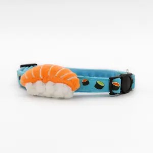 Sushi Cat Collar - Plush Bow Breakaway Cute Adjustable Collar