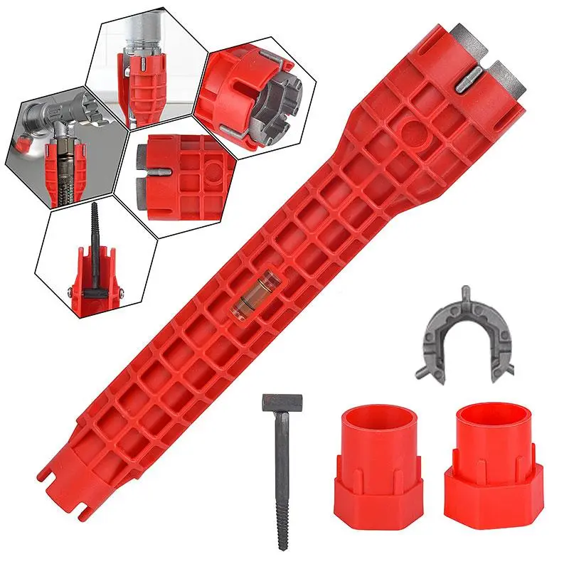 14-in-1 Multi-functional Flexible Pipe Wrench, Water Pipe Wrench, Bathroom Plumbing Installation & Repairs Wrench, Professional Hand Tool for Toilet, Sink, Bathroom, Kitchen, Multifunctional Wrench