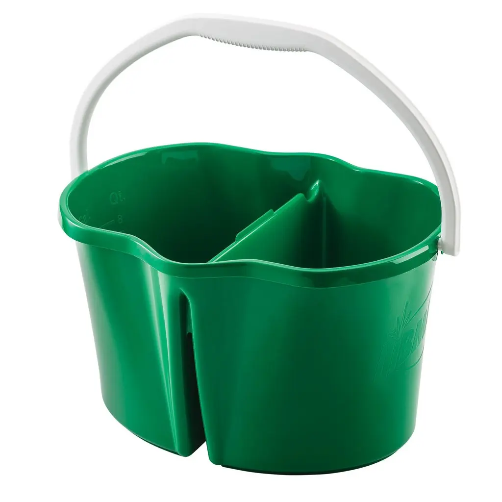 Libman 212 MAIN 4gal Heavy-Duty Dual Compartment Bucket - Clean & Rinse Design, Pouring Spout for Home Care Supplies