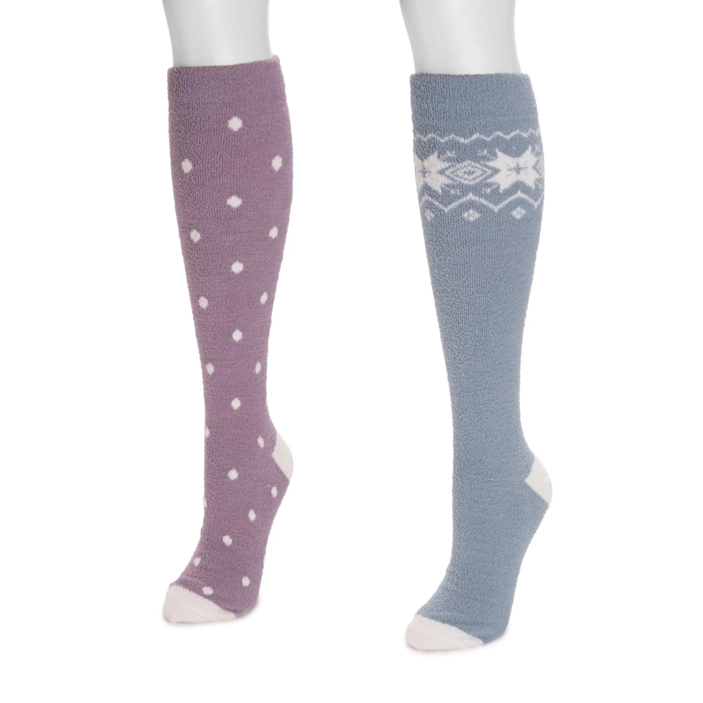 Women's 2-Pack Knee-Length Compression Socks - Spandex Blend, Slip-Resistant, Soft Stretch, Arch Support, Cozy Wrap Design, All-Season Wear, Comfortable, All-Day, Anti-Fatigue Knee-High Socks, Comfortable Knee-High Socks