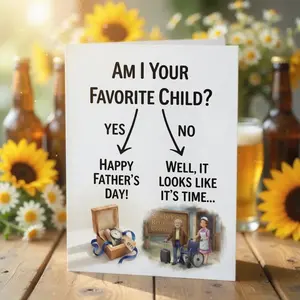 Funny Father's Day Card with Blank Inside, Favorite Child Savage Greeting Card for Dad, Funny Dad Joke Card, Grandpa Gift Card, Handmade Heavyweight Cardstock with Envelope, Personalized DIY Greeting Card, Viral Fathers Day Gift Card for Dad
