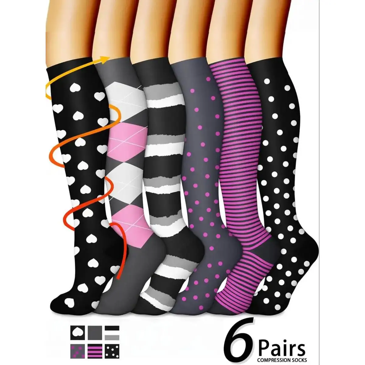 Black and purple six-piece set