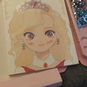 JarMelo Special Diamond Painting & Princess Book Makeup Craft Kits Foil Art Books Set Play on Paper,Art Educational Toys Crafts Kit for Girl Handcraft Easter Gifts