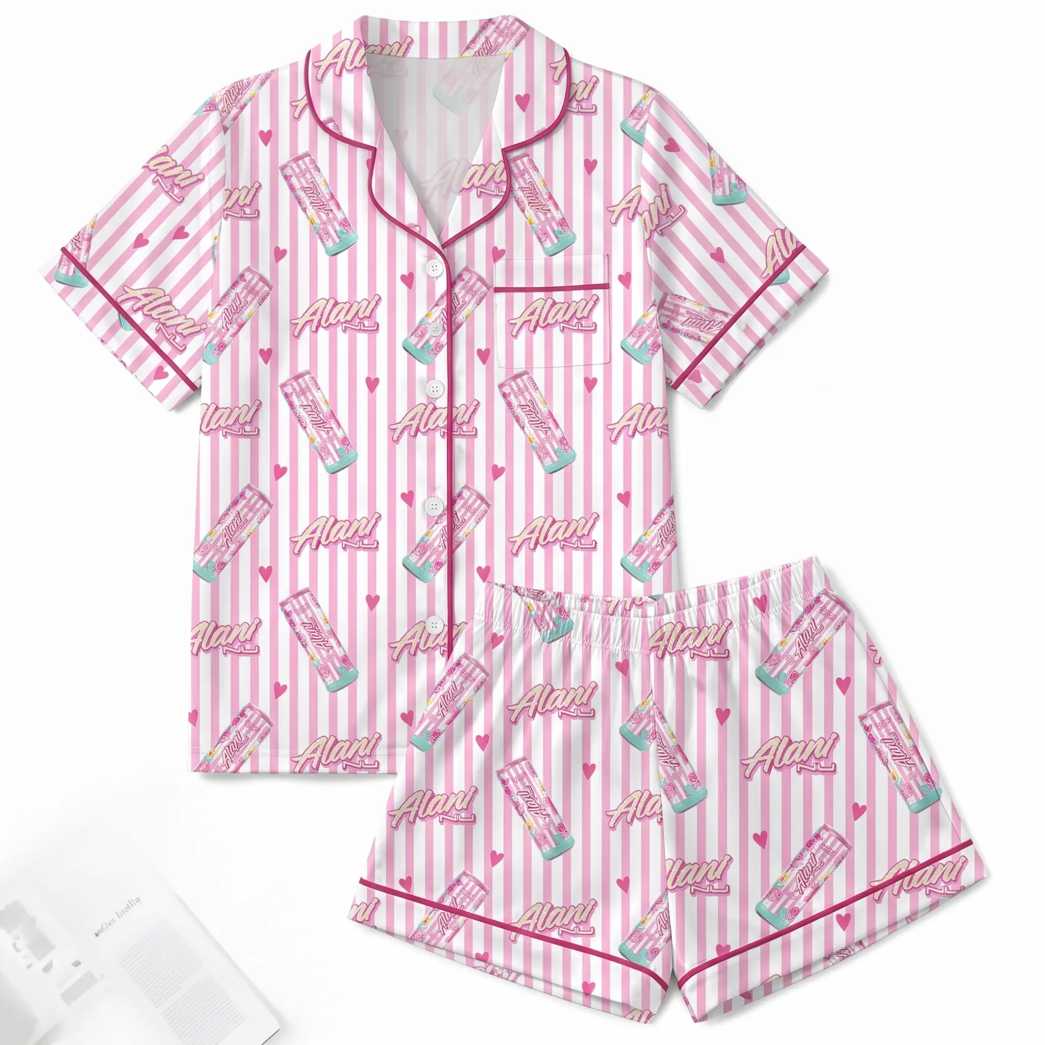 Pink Alani Pajamas Set, Alani Sleepwear, Womens Fall Sleepwear, Gift for her