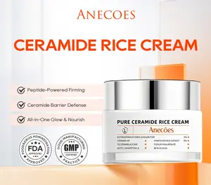 ANECOES Ceramide Rice Face Cream, 3-in-1 Face Cream with Ceramide NP & Beta-Glucan for Skin Nourishment, Wrinkle Reduction & Firming, Reduces Fine Lines, Firms & Brightens Skin, 1.75 oz