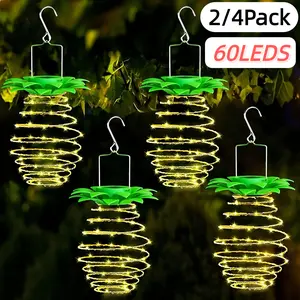 2/4-Pack Waterproof Solar Pineapple Lanterns, 60LED Outdoor Hanging Lights For Patio, Yard, Pathway & Garden Decor, Perfect Gift For Gardeners