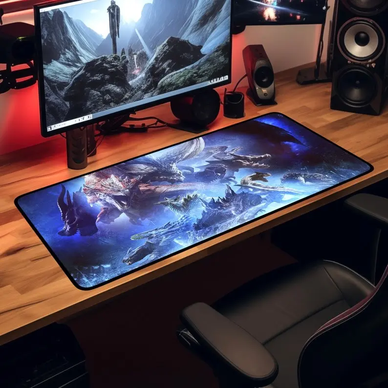 MHW Gaming Desk Mat XL, Monster Hunter XXL Mouse Pad, Mousepad Deskmat Gaming Keyboard Mat Pad, Large Desk Pad, Gamer Gift For Him Deskpad