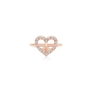 Heart Peace White Crystal Rose Gold Plated Girl's Rings Earth2Jane Size 4