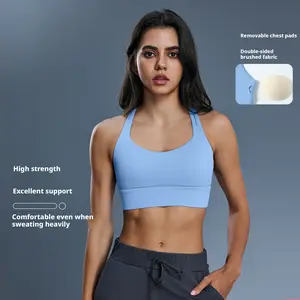 New Women's High-Impact Cross-Back Sports Bra, Shockproof Push-Up Support Fitness Bra